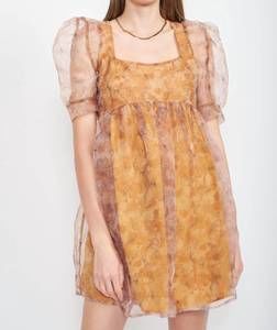 En Saison | Dresses | New En Saison La Raque Mini Sheer Dress In Aspen Gold  | Poshmark